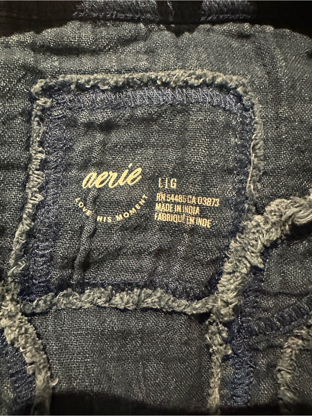 aerie Navy Washed Gauze Button-Front Shirt 100% Cotton 25” PTP - Picture 4 of 7